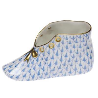 HEREND, BABY SHOE,  BLUE  FISHNET,  #VHB-07570  BRAND NEW, MINT & BOX!