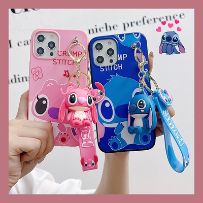 Girls Boys Cute Cartoon Stitch Doll Keychain Pendant Strap Case Cover for  iPhone