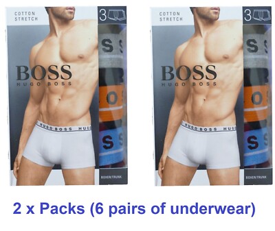 6er-Pack Neu Hugo Boss Herren Schwarz Stretch Baumwolle Boxershorts Kofferraum Unterwäsche Hose