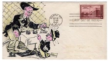 #944 New Mexico Kearny Watts 1946 FDC Santa Fe -  Thornton Shaw Hand Painted