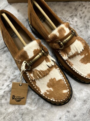 DR. MARTENS ADRIAN SNAFFLE HAIR-ON COW PRINT KILTIE LOAFERS MSRP