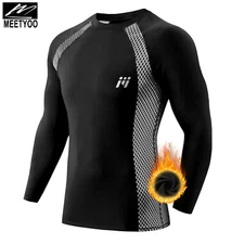 MEETYOO Mens Thermal Long Sleeve Top Underwear Baselayer Shirts Sports Skiing 