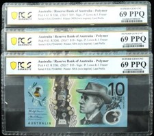 3 x Cons 2017 Last Prefix EA17 Lowe Fraser $10 Banknotes PCGS 69 PPQ #6333