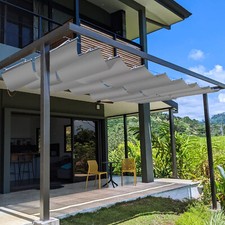 Outdoor Retractable Pergola Canopy Cover Roman Wave Sail Yard Patio Awning Gray