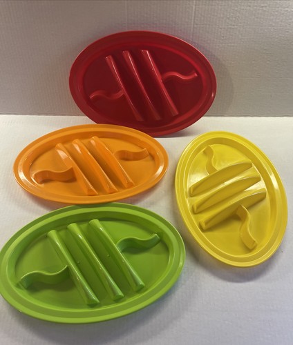4 Plastic Taco Plates Orange/Red/Green /Yellow 13”x9” - Picture 2 of 7