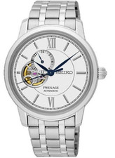 SEIKO PRESAGE SSA365J1 Automatic Watch Open Heart Semi Skeleton White Steel 4R39