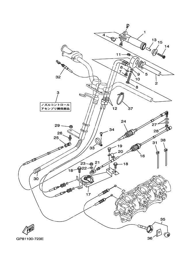 1200GP'97 OEM (CONTROL-CABLE) CABLE, NOZZLE CONTROL 2 Used 1200GP'97 OEM (CONTROL-CABLE) CABLE, NOZZLE CONTROL 2 Used