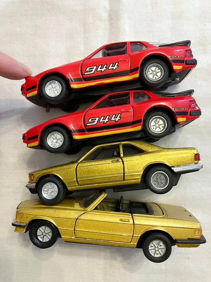 Yatming 1/64 Lot Pair Red 944 Turbo Racers Pair of Gold Mercedes Benz Cars - Image 3 of 4