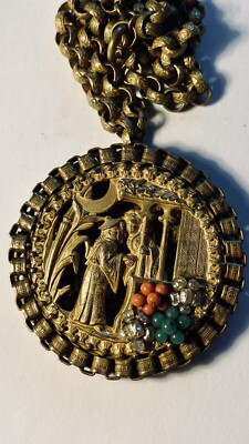 Vintage Miriam Haskell Asian Medallion Necklace