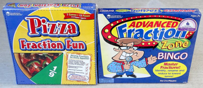 Learning Resources Games NEw Pizza Fraction Fun & Advanced Fraction Zone Bingo