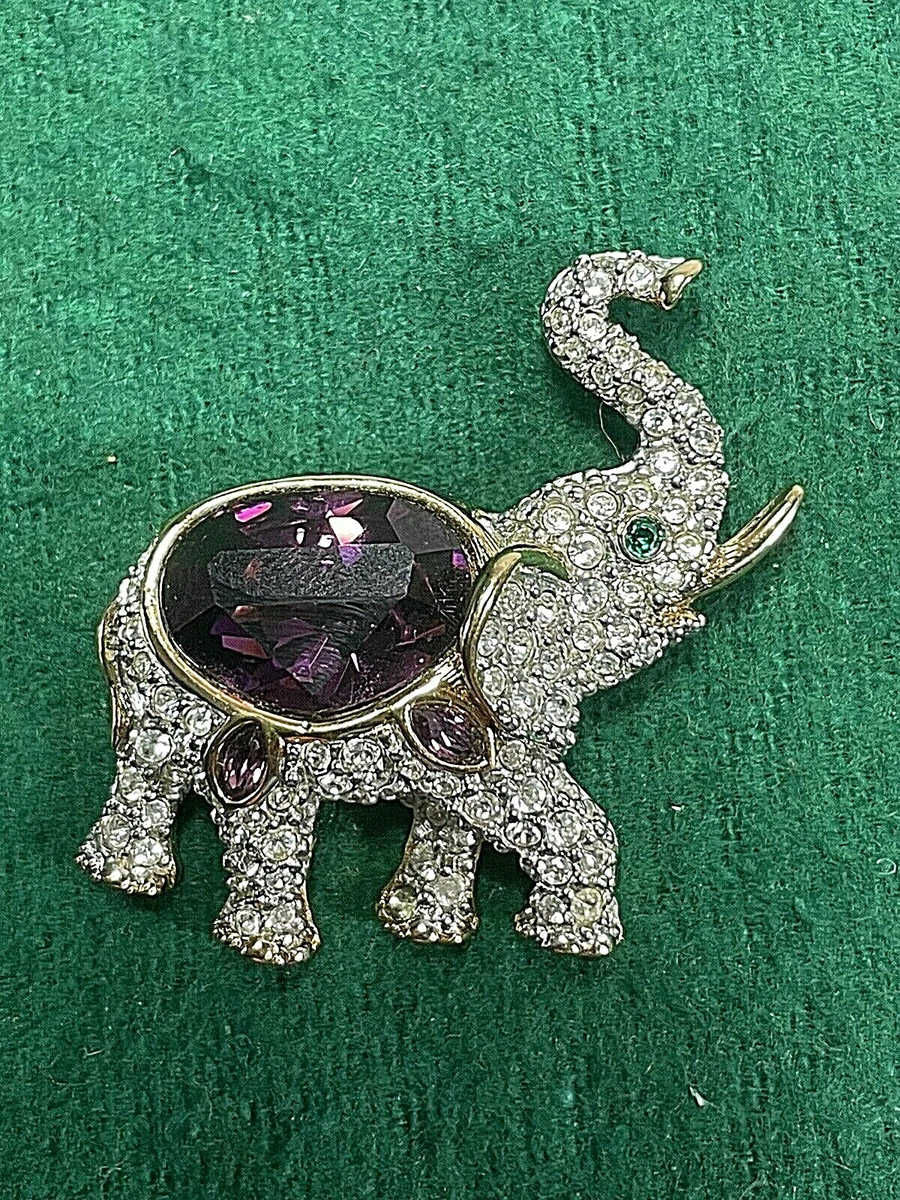 Swarovski crystal elephant brooch deals