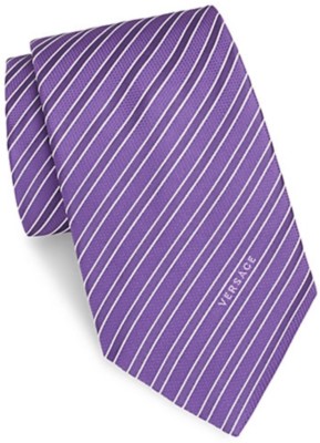 Versace Collection Purple Clean Striped Italian Silk Tie 3'' Wide  Made in Italy