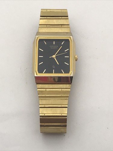 Citizen CQ Linea Uomo Orologio da Polso Placcato Oro 4031-491033 Y Vintage  Rettangolo | eBay