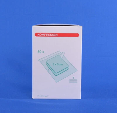 100 Mull-Kompressen 5x5 cm Wundkompressen Steril 8-fach Nobamed (50x2 St.)