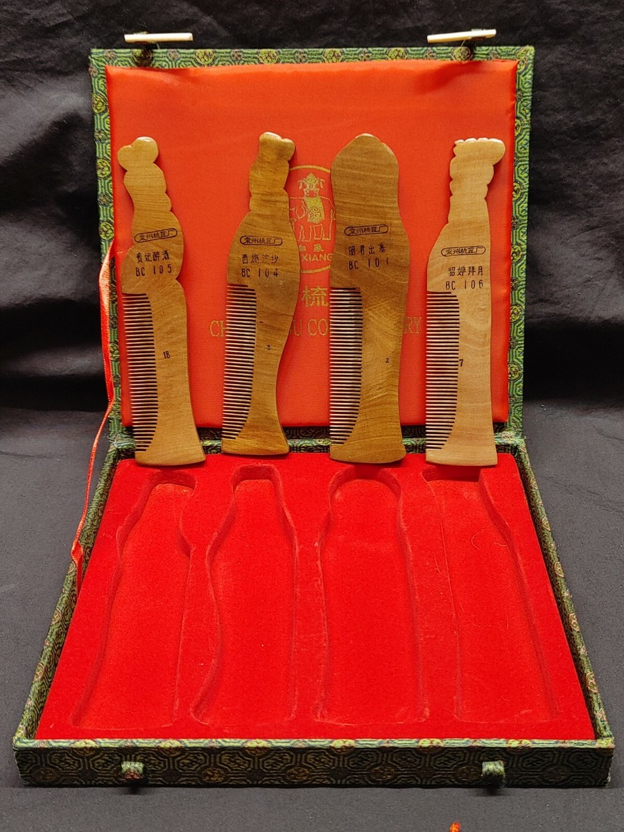 Changzhou Comb Factory Vintage Wood Painted Combs Set Of 4  display picture 3
