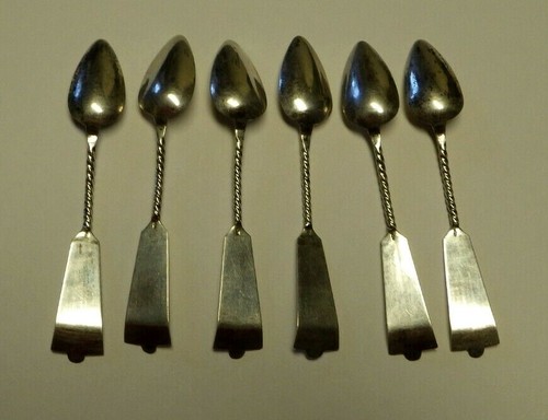 6 Silver Demitasses Spoons Dutch Hallmark 3 3/4" Bright Cut No Monograms 1.2 Toz - Picture 3 of 3