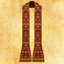Stola romana ricamata marrone rossiccio