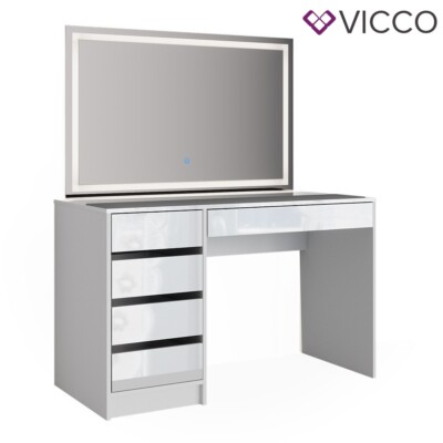 Vicco Coiffeuse Sherry, Blanc Haute Brillance, 90 c sans iroir