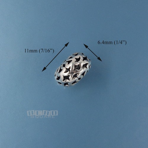 Sterling Silver Butterfly Perforated Flat Round Cushion Rondelle Bead 11mm 33097 - Picture 3 of 3