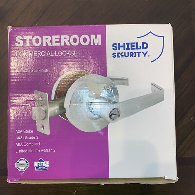 SHIELD SECURITY STOREROOM COMMERCIAL LOCKSET GRADE 2, SATIN CHROME 913406 New