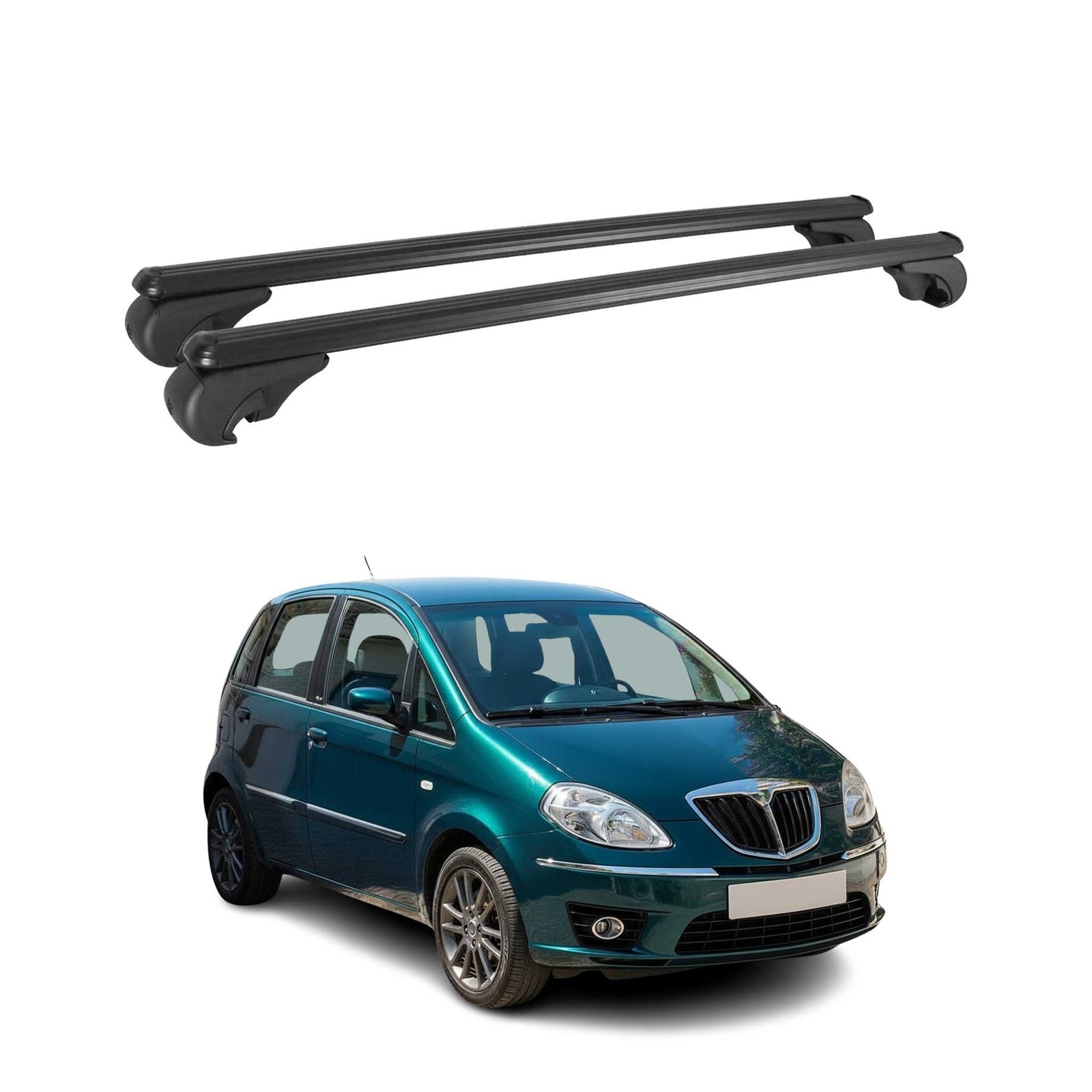 Barres de toit transversales pour Lancia Musa 2004-2012 en aluminium noir résistant