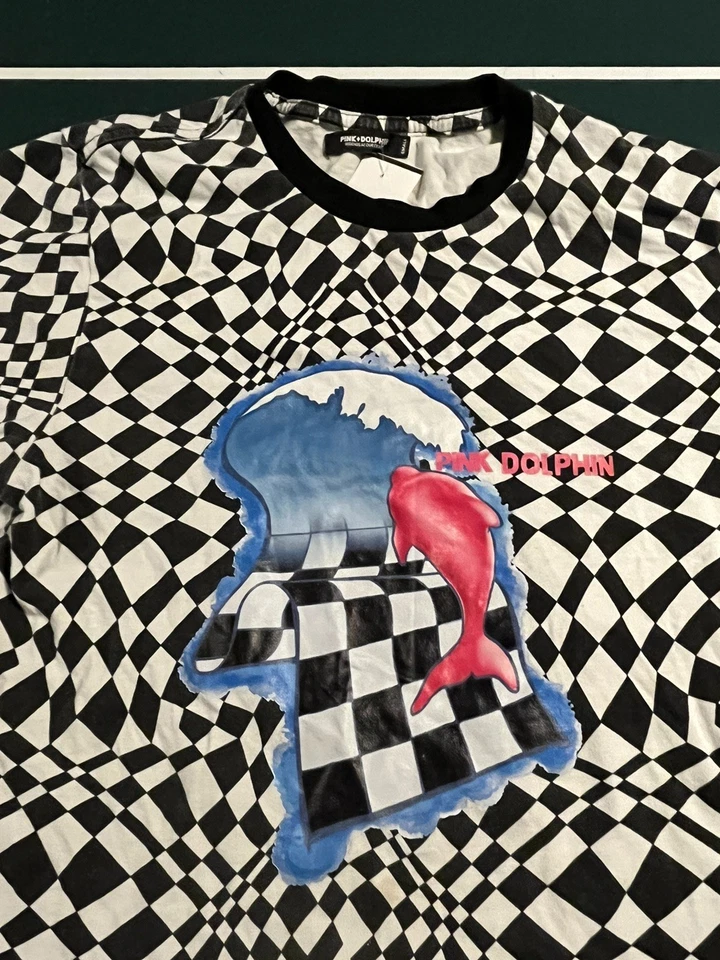 Camiseta Hombre Rosa + Dolphin SS PEQUEÑA Geométrica Cuadros Tablero Colorido Trippy Foto 3 de 4