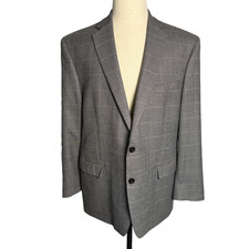 Lauren Ralph Lauren 46R Blazer Mens Grey Glen Plaid Sport Coat UltraFlex Stretch