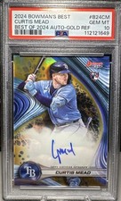 Curtis Mead 2024 Bowman's Best Auto Gold /50 Refractor SSP RC Rays Rookie B24-CM