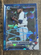 Simeon Woods Richardson - 2021 Bowman Sapphire BCP-95 Blue Signed IP Autograph
