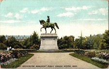 1908 Washington Monument Public Garden Boston MA Postcard Posted