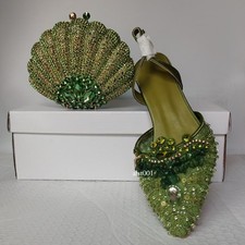 New Flower Rhinestone Crystal Lace Pointed Toe High Heels Women's Wedding Shoes