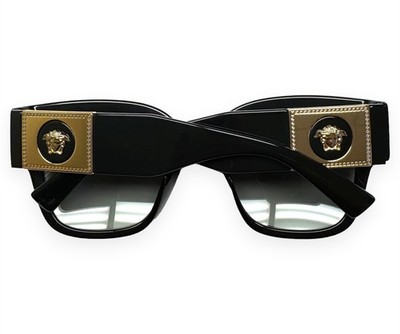 Versace Sunglasses VE 4437-U GB1/11 Polished Black Gold Medusa Logo with Case