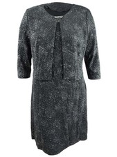 Alex Evenings Women's Jacquard-Knit Dress & Jacket (16, Smoke)
