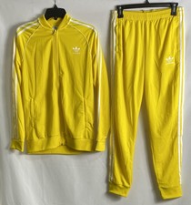 Adidas Youth SST Tracksuit Set Yellow Trefoil 3-Stripe Track Jacket XL Pants L
