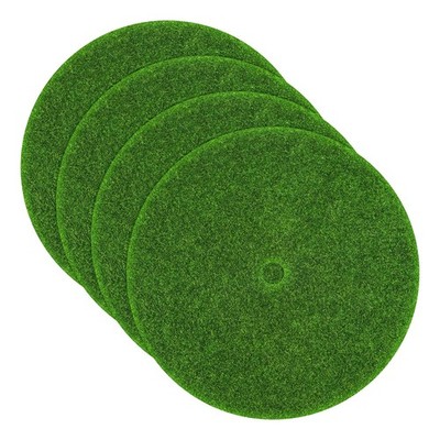 4-Pack Round Fake Grass Decor for Crafts, 3.9'' Artificial Garden Grass with Hole