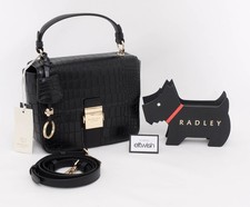 RADLEY LONDON STUNNING BLACK MOCK CROC MULTIWAY GRAB BAG & CHARM KEYRING FOB NEW