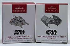 Hallmark Keepsake Star Wars Rebel Snowspeeder & Darth Vader TIE Fighter MINI