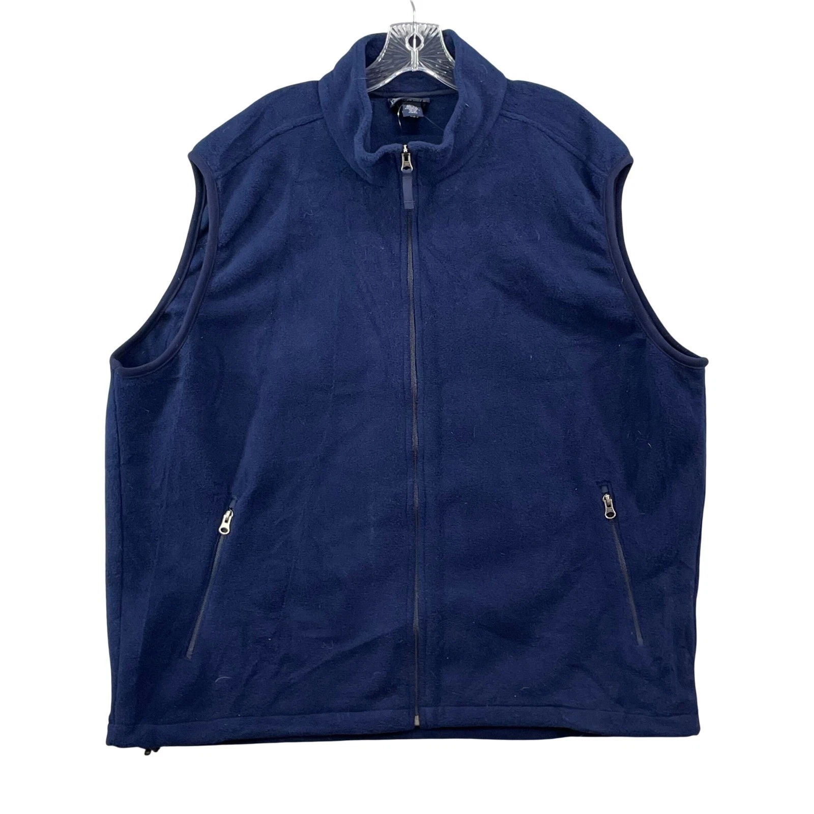 Lands End Fleece Vest Mens XXL 50-52 Navy Blue Polartec Aircore-200 Full Zip