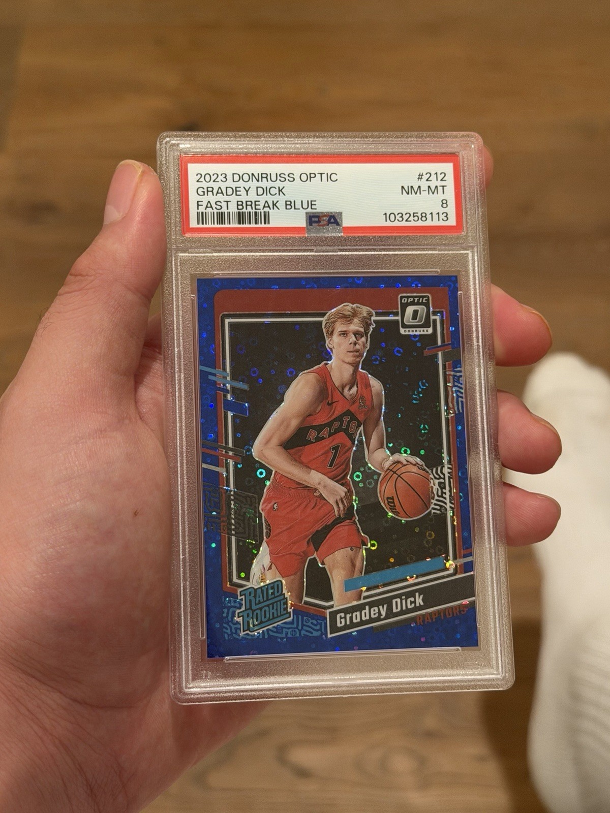 2023-24 Panini Optic - Rated Rookie Gradey Dick #212 Blue Fast Break Prizm /49