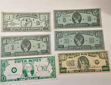 6 Different Pieces Of Vintage Play Money Found In An Old Book
