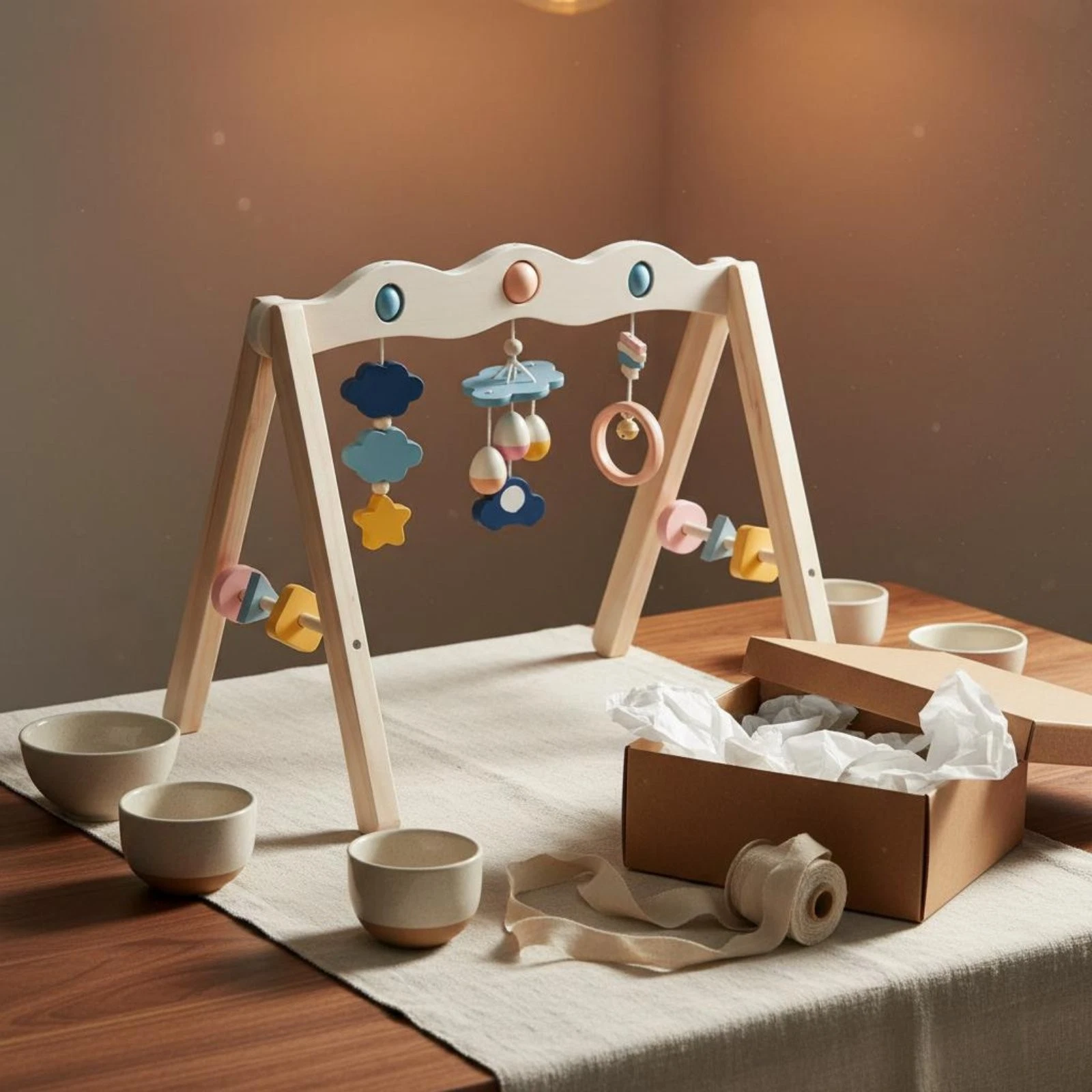 Wooden Baby Gym Nordic Style Wooden Infant Activity Gym Hand-Visual