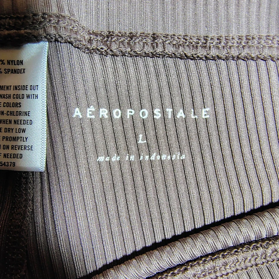 Aeropostale Womens Ribbed High Waist Casual Stretch Leggings Gray Size L - Image 3 of 4