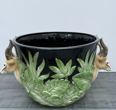 Fitz & Floyd Exotic Jungle Collection Antilopenkopf Neuheit Cache Topf Pflanzgefäß
