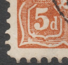 1915 KGV 5d "BROWN" SINGLE WMK "DAMAGED SOUTH EAST CORNER" BW 123VB $140 BARGAIN