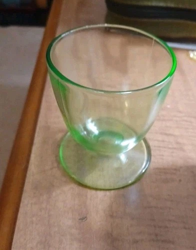 Vintage Green Uranium Federal Depression Glass Footed Juice Cup