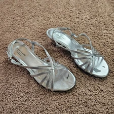 Mark Lemp Strappy Heels Womens 10.5M Classics by Walking Cradles Leash Silver