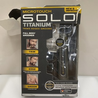 Micro Touch Solo Titanium Grooming Trimmer Dual-Sided Blades Built-In Damage Box