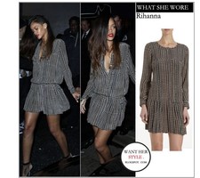 ISABEL MARANT 36/4 Silk Stars  Bird Drop Waist Rihanna Dress SchoolGirl 9079