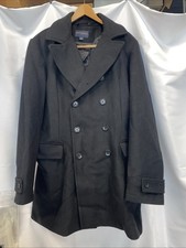 Banana Republic Black Wool Pea coat Overcoat Mens Medium Trench Coat