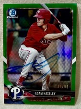 2018 Bowman Chrome Prospects - Adam Haseley #BCP94 Green /99 Auto Autograph PHI